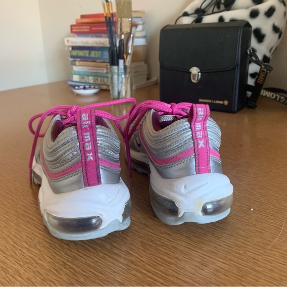 Nike Air Max 97 Size 5.5 Youth Pink and Silver Sneaker - Picture 3 of 4